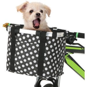 Folding Bike Basket Small Pet Cat Dog Carrier Bag Detachable Bicycle Handlebar Front Basket Cycling Front Bag Handbag,model: 1