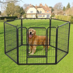 Heavy Duty 6 Panel Puppy Play Pen Whelping Box Dog Exercise Pen Cat Fence Black