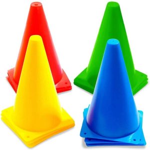 Langray - 12 Multicolored Signal Cones, Traffic Cones, Sport Cones, 23cm - High Quality Durable Plastic - Plot Cone for Football, Agility Sport or