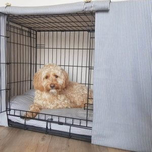 Made-To-Measure Dog Crate Cover - Blue Stripes