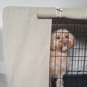 Made-To-Measure Dog Crate Cover - Neutral Green Stripes