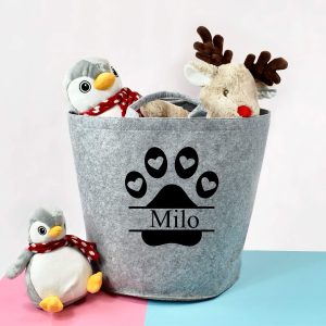 Personalised Dog Gift, Toy Basket, Box, Storage Puppy Christmas Gift