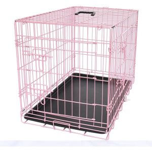 Pet Puppy Crate Folding Dog Training Travel Cage with Detachable Tray 42' Pink