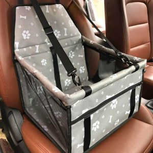 SOEKAVIA Dog Car Seat, Waterproof Folding Dog Seat Carrier with Seat Belt and Storage Bag, Car Booster Seat for Dogs or Cats (Gray Bone)