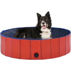 Topdeal Foldable Dog Swimming Pool Red 120x30 cm PVC VDTD07335