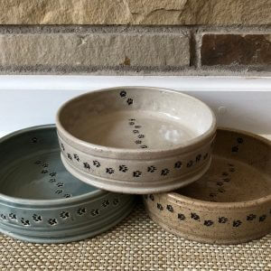 Ceramic Dog Bowl Cat Bowl Pawprint Design, Handmade