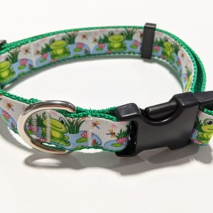 Frog Dog Collar | Lake 1 Inch Wide Adjustable Cute New Puppy Gift