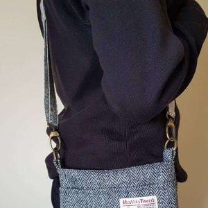 Harris T Tweed Cross Body Bag, Dog Walk Mobile Phone Cross Unisex Shoulder Sacoche Small Bag