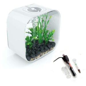 Life 30L White Aquarium Fish Tank with Multi Colour led Lighting and Heater Pack - Biorb
