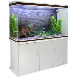 Monstershop - Aquarium Fish Tank & Cabinet with Complete Starter Kit - White Tank & Natural Gravel - White