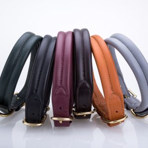 Pear Tannery Thick Soft Padded Flat Leather Dog Collar