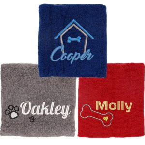 Personalised Embroidered Dog Towel | Medium & Large Puppy Name & Design Gift New