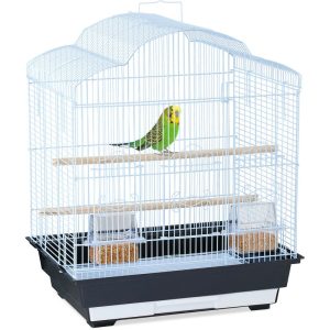 Relaxdays - Bird Cage, Birdcage, Perches & Feeding Bowls, Metal, h x w x d: 56.5 x 46.5 x 35.5 cm, Black