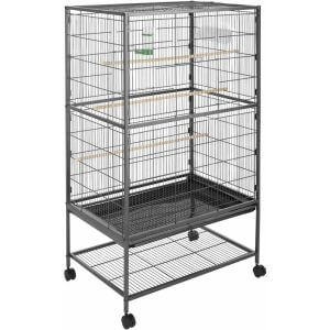Tectake - Bird cage 131cm high - bird aviary, parrot cage, budgie cage - anthracite