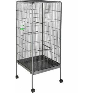 Tectake - Bird cage 146 cm high - bird aviary, parrot cage, budgie cage - anthracite