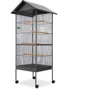 Topdeal - Bird Cage with Roof Black 66x66x155 cm Steel VDFF06967_UK