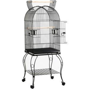 Yaheetech - 59'H Open Top Metal Bird Cage Rolling Parrot Cage, Black - black