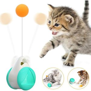 Cat Toys Interactive Ball, Balanced Cat Toy with Ball for Indoor Cats Ball with Wheels Automatic, No need Recharge Cat Treat Toys Rotating Rolling