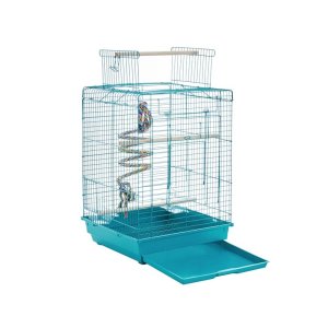Bird Open Top Cage Parrot Cage,40x40x58cm,Squre, Teal Blue - teal blue - Yaheetech