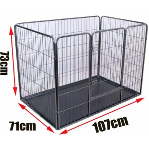 Puppy Play Pen Dog Crate Whelping Box Rabbit Enclosure Dog Cage 6 Panel 107x71cm