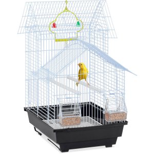 Relaxdays - Bird Cage, Birdcage, Perches, Swing, Feeders, h x w x d 50 x 38 x 33 cm, Black